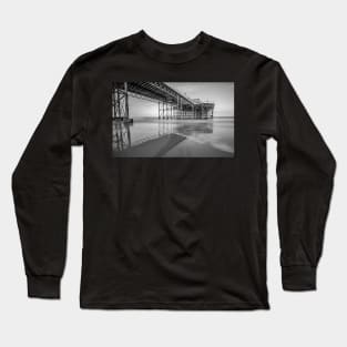 Long exposure of the pier on the sandy beach in Cromer, Norfolk Long Sleeve T-Shirt